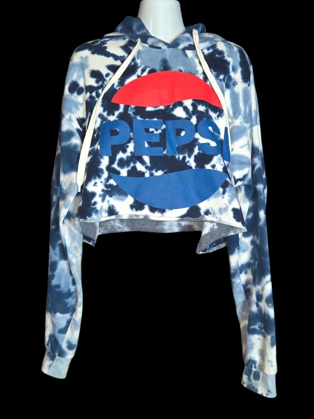Pepsi Tie-Dye Blue Cropped Hoodie